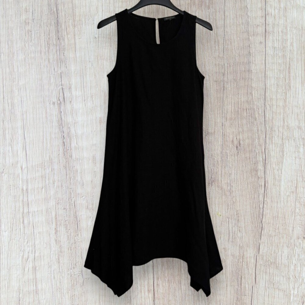 FOR CYNTHIA Black Linen Blend Sleeveless Swing Midi Beach Dress M